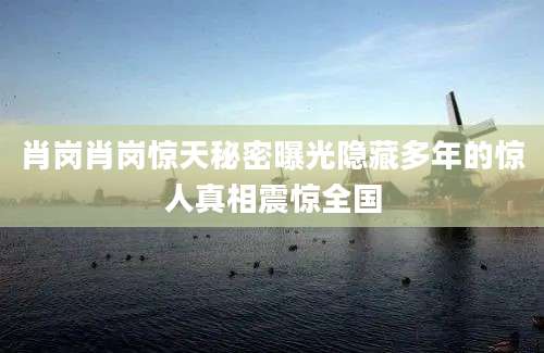 肖岗肖岗惊天秘密曝光隐藏多年的惊人真相震惊全国
