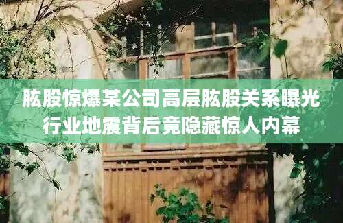 肱股惊爆某公司高层肱股关系曝光行业地震背后竟隐藏惊人内幕