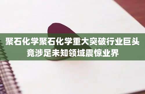 聚石化学聚石化学重大突破行业巨头竟涉足未知领域震惊业界