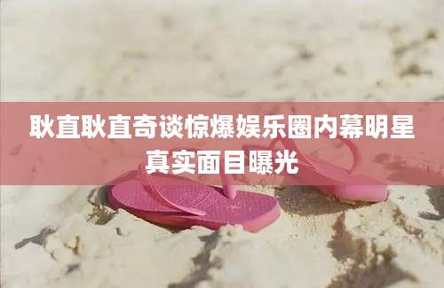 耿直耿直奇谈惊爆娱乐圈内幕明星真实面目曝光