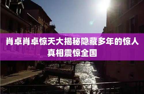 肖卓肖卓惊天大揭秘隐藏多年的惊人真相震惊全国