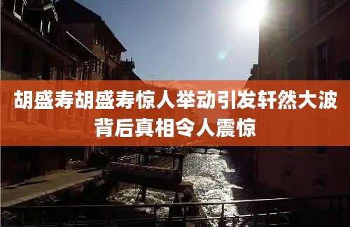 胡盛寿胡盛寿惊人举动引发轩然大波背后真相令人震惊