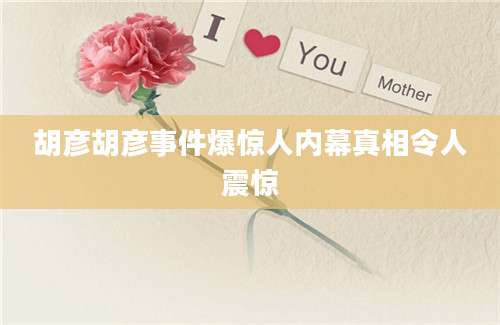 胡彦胡彦事件爆惊人内幕真相令人震惊