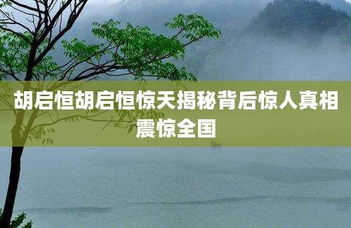 胡启恒胡启恒惊天揭秘背后惊人真相震惊全国