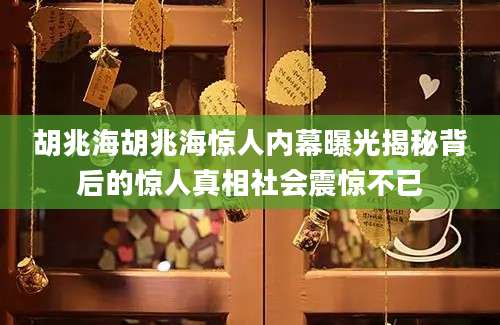 胡兆海胡兆海惊人内幕曝光揭秘背后的惊人真相社会震惊不已