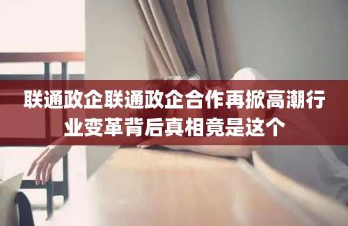 联通政企联通政企合作再掀高潮行业变革背后真相竟是这个
