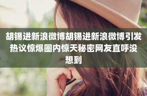 胡锡进新浪微博胡锡进新浪微博引发热议惊爆圈内惊天秘密网友直呼没想到