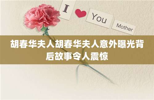 胡春华夫人胡春华夫人意外曝光背后故事令人震惊