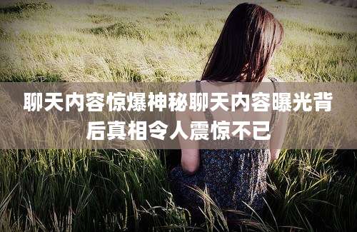 聊天内容惊爆神秘聊天内容曝光背后真相令人震惊不已