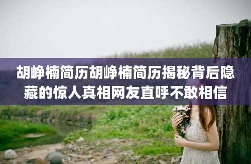 胡峥楠简历胡峥楠简历揭秘背后隐藏的惊人真相网友直呼不敢相信