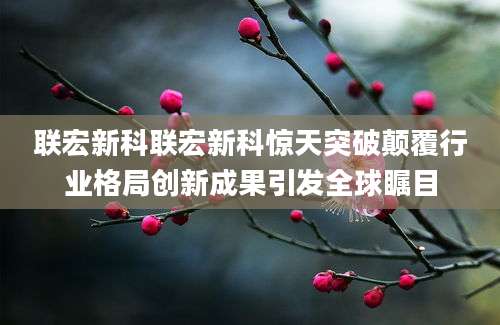 联宏新科联宏新科惊天突破颠覆行业格局创新成果引发全球瞩目