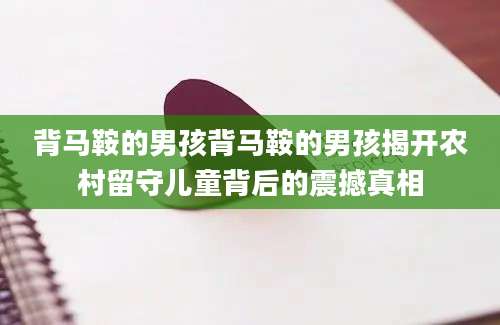 背马鞍的男孩背马鞍的男孩揭开农村留守儿童背后的震撼真相