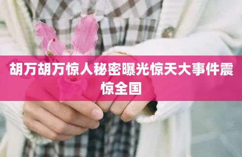 胡万胡万惊人秘密曝光惊天大事件震惊全国