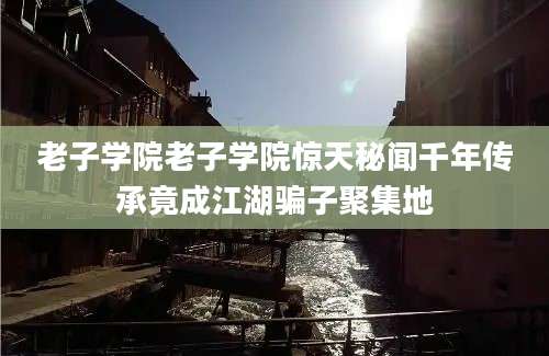 老子学院老子学院惊天秘闻千年传承竟成江湖骗子聚集地