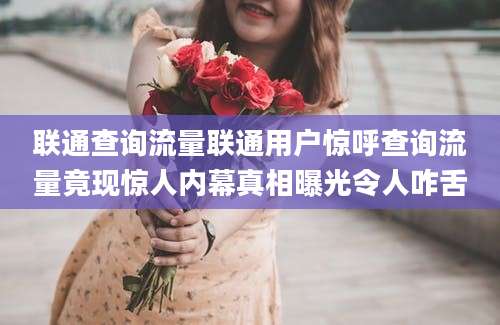 联通查询流量联通用户惊呼查询流量竟现惊人内幕真相曝光令人咋舌