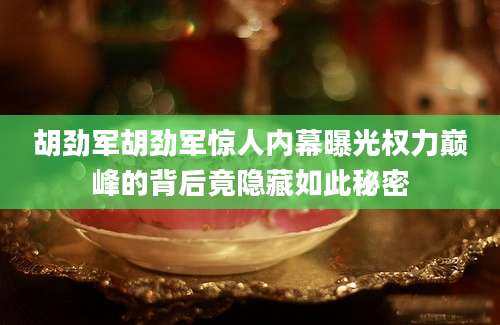 胡劲军胡劲军惊人内幕曝光权力巅峰的背后竟隐藏如此秘密