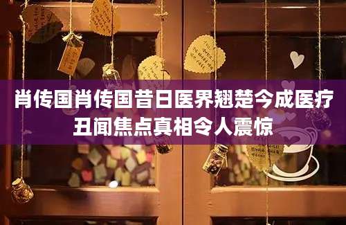 肖传国肖传国昔日医界翘楚今成医疗丑闻焦点真相令人震惊