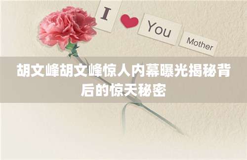 胡文峰胡文峰惊人内幕曝光揭秘背后的惊天秘密
