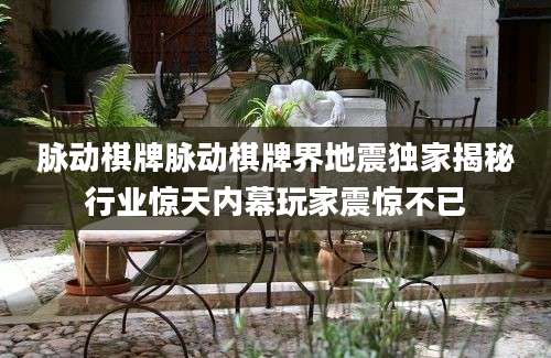 脉动棋牌脉动棋牌界地震独家揭秘行业惊天内幕玩家震惊不已