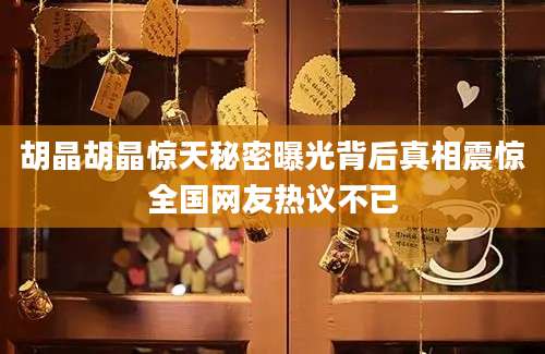 胡晶胡晶惊天秘密曝光背后真相震惊全国网友热议不已