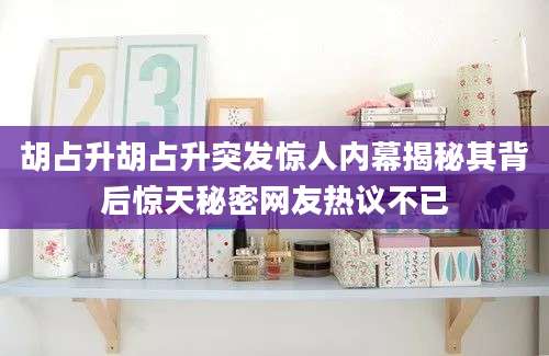 胡占升胡占升突发惊人内幕揭秘其背后惊天秘密网友热议不已