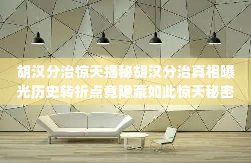 胡汉分治惊天揭秘胡汉分治真相曝光历史转折点竟隐藏如此惊天秘密