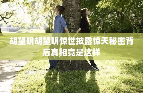 胡望明胡望明惊世披露惊天秘密背后真相竟是这样