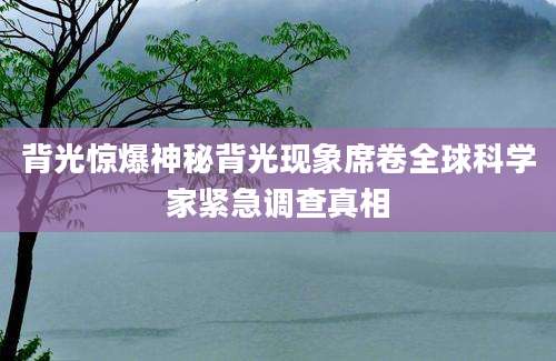 背光惊爆神秘背光现象席卷全球科学家紧急调查真相