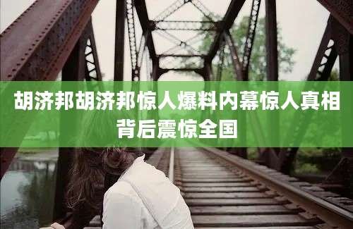 胡济邦胡济邦惊人爆料内幕惊人真相背后震惊全国