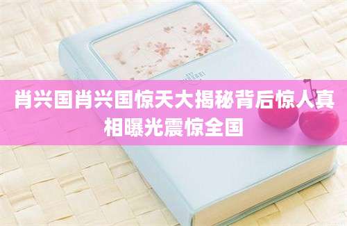肖兴国肖兴国惊天大揭秘背后惊人真相曝光震惊全国
