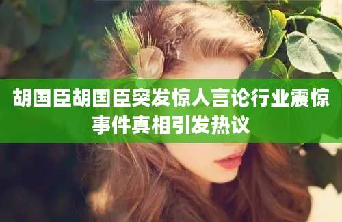 胡国臣胡国臣突发惊人言论行业震惊事件真相引发热议
