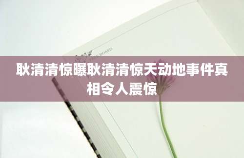 耿清清惊曝耿清清惊天动地事件真相令人震惊