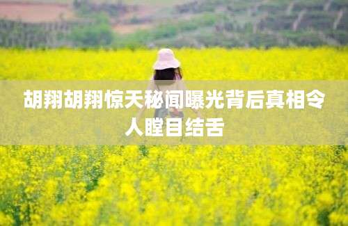 胡翔胡翔惊天秘闻曝光背后真相令人瞠目结舌