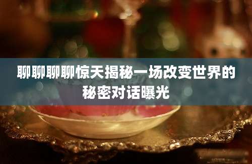 聊聊聊聊惊天揭秘一场改变世界的秘密对话曝光